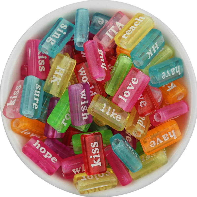 38-50 Stück/Lot Rechteckige Buchstabenperlen Acrylperlen Quadratische Lose Abstandsperlen für Schmuckherstellung Handgemachtes Armband Halskette – Detail 9
