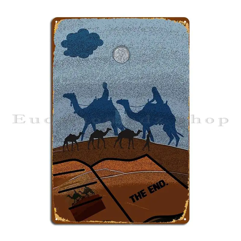 Silk Road The Camel Caravan Crossing The Desert Wall Art Decoration Living Room And Office Metal Sign Vintage Iron