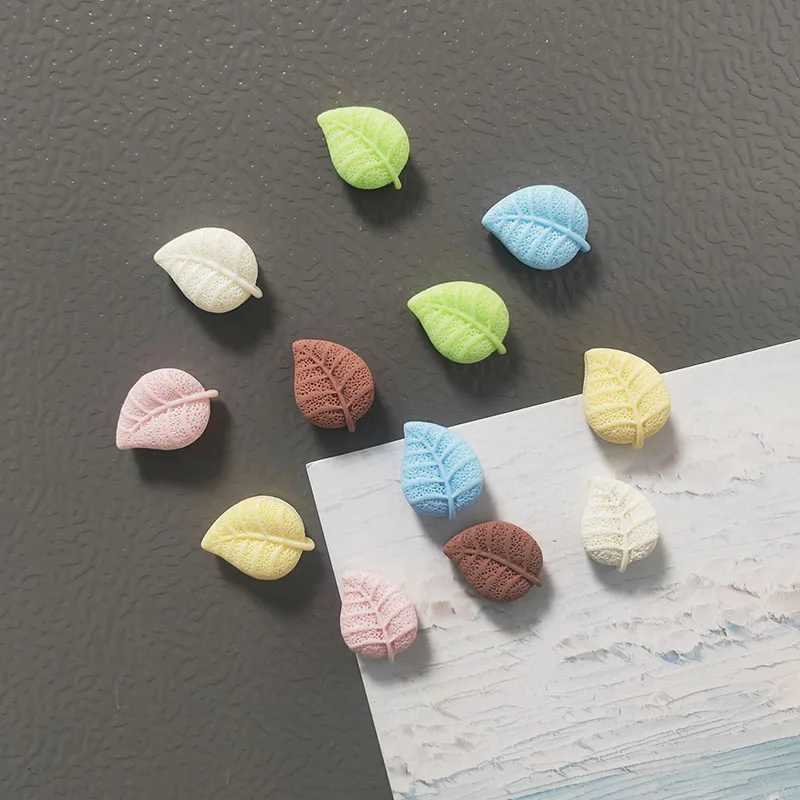 10pcs Small Size Mixed Color Resin Leaf Fridge Magnet Mini Magnets for Refrigerators DIY Home Decor Photo Sticker Accessory