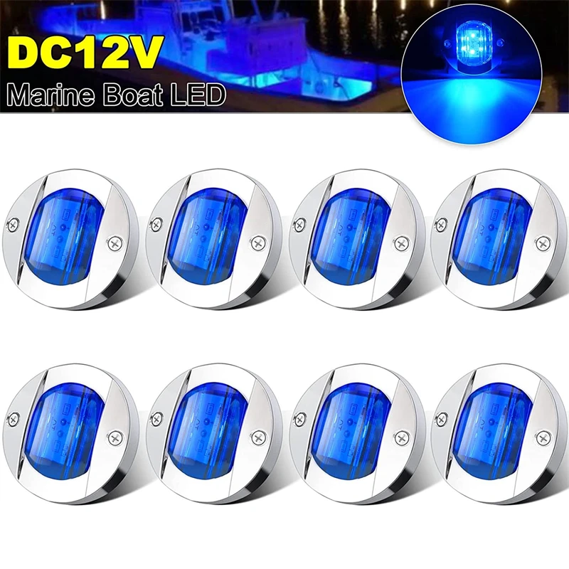 

8 Pieces Bule DC12V 6LED Side Beacon Light Navigation Light Waterproof Marine Ship Yacht Round Lateral Anchor Lights