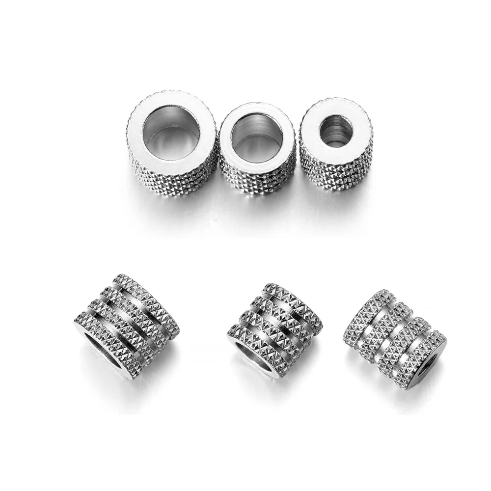 20 unids/lote de cuentas de Paracord espaciadoras de agujero grande de acero inoxidable de 3,5/5/6MM para pulsera DIY, collar, accesorios para hacer joyas