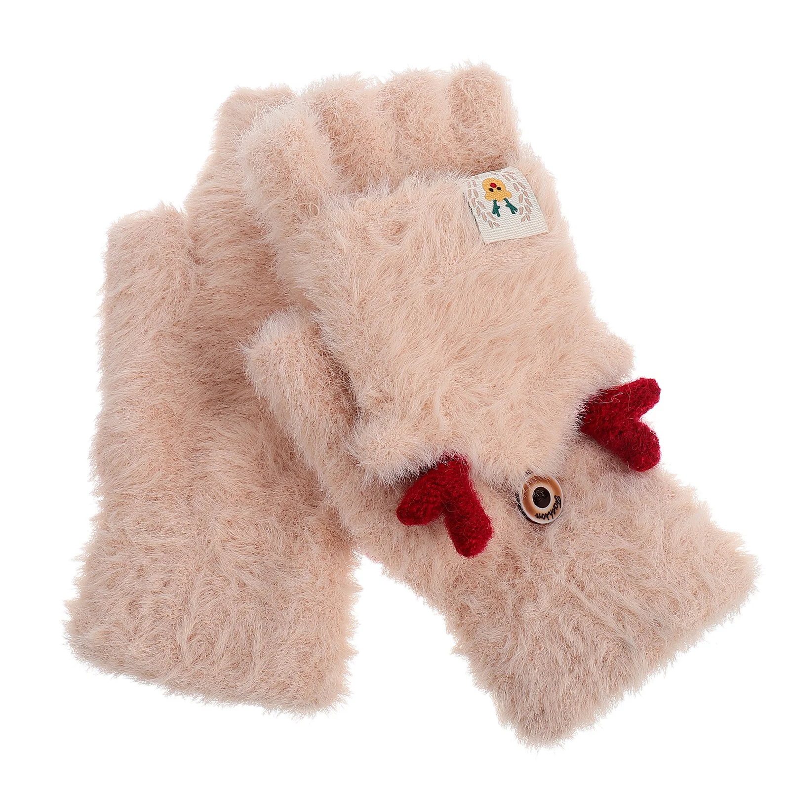 1 زوج الشتاء الكرتون قرن الوعل قفازات نصف اصبع للنساء الطقس البارد في الهواء الطلق الدافئة الغزلان القرن عيد الميلاد القفازات الجميلة