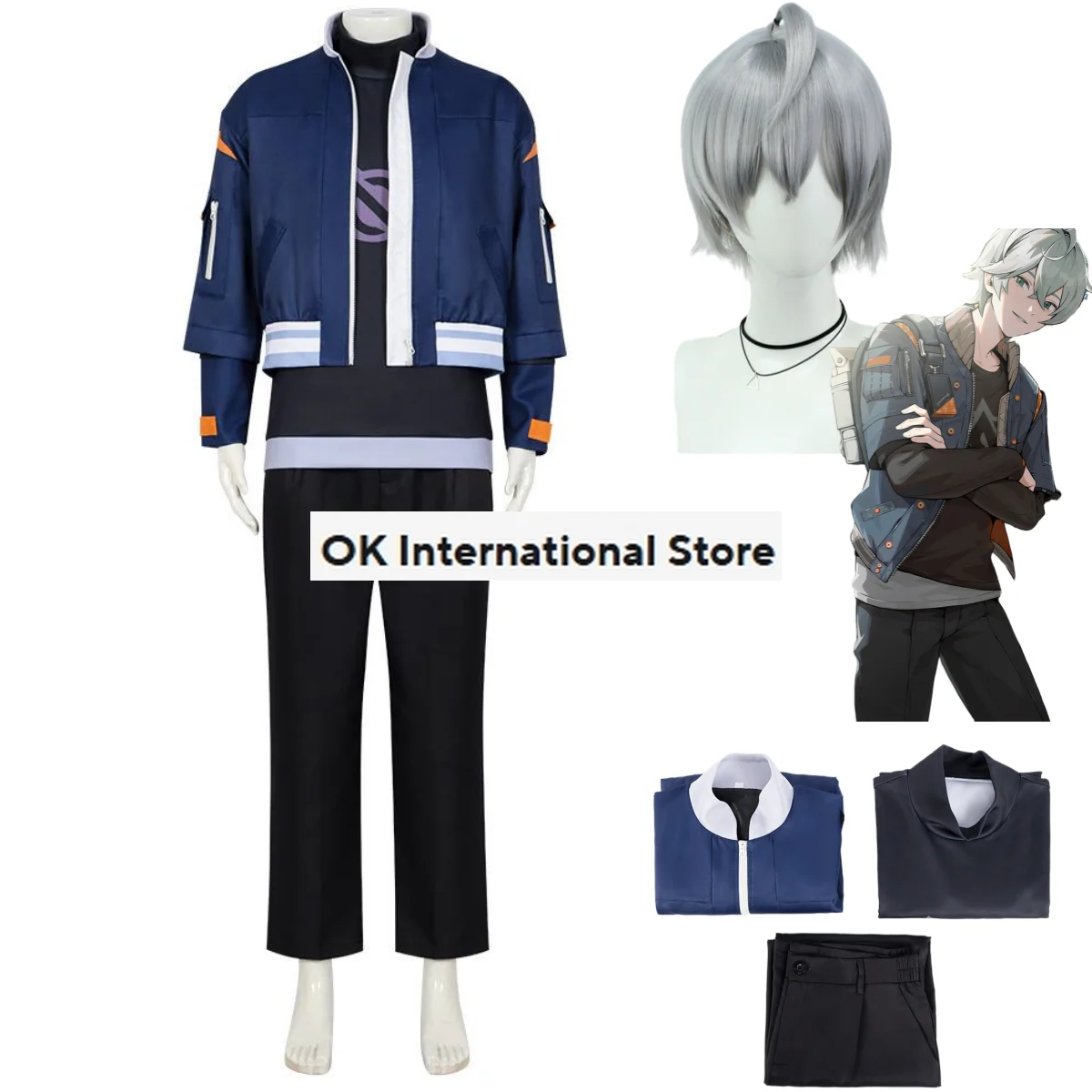 

Новый костюм для косплея аниме Zenless Zone Zero Wise, парик, повседневное бейсбольное пальто, куртки, униформа для взрослых, мужской карнавальный костюм