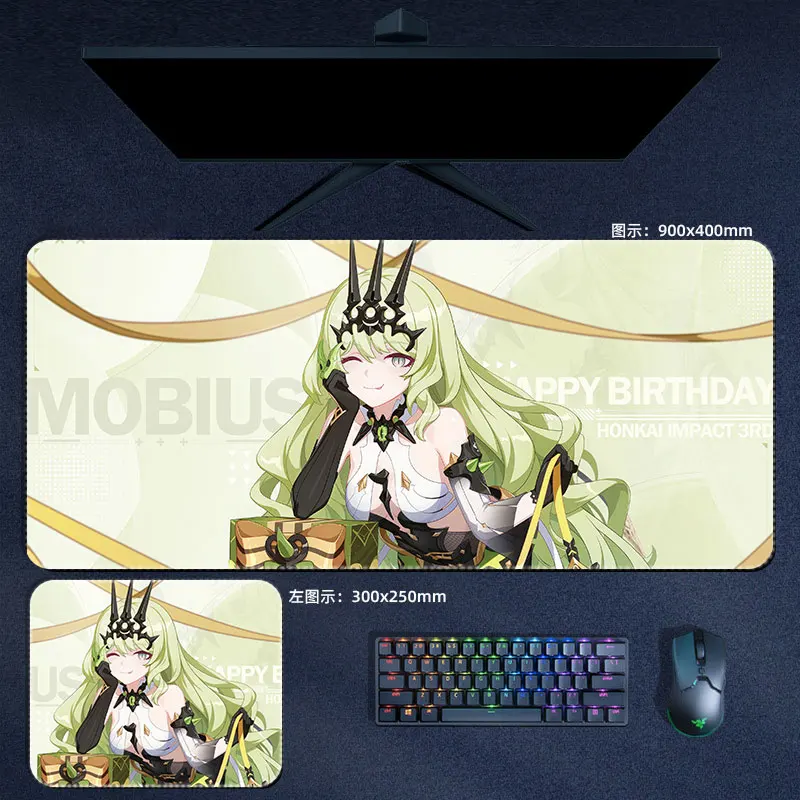 Honkai Impact 3rd Mousepad Elysia Mobius Yae Sakura Large Mouse Pad Computer Keyboard Padding Anime Gaming Accessories Desk Mat