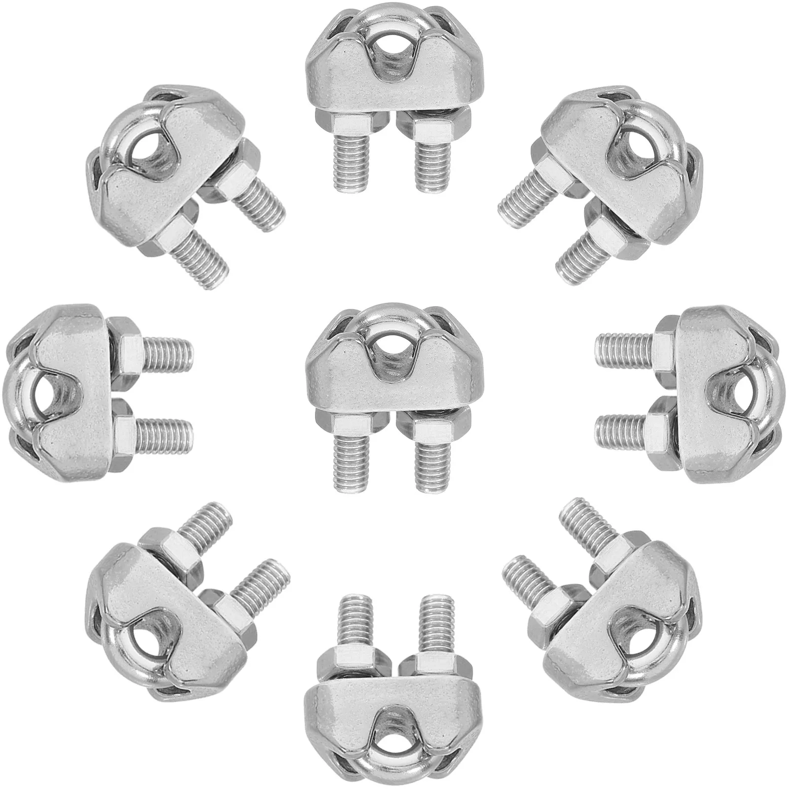 12Pcs Stainless Steel Wire Rope Clamp Stainless Steel Cable Clip U-Shaped Buckle Heavy Duty Wire Rope Cable Clamp for Tent