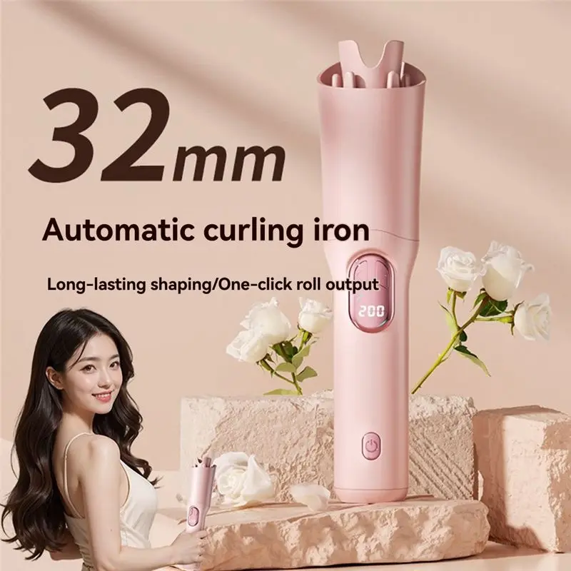 【DURABLE 】USB Rechargeable Curling Iron Automatic Rotating Curling Iron Portable Hair Curler