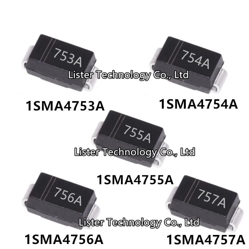 50~200PCS/Lot New 1W Zener Diode SMA 1SMA4753A 1SMA4754A 1SMA4755A 1SMA4756A 1SMA4757A 753A 754A 755A 756A 757A DO-214AC SMD