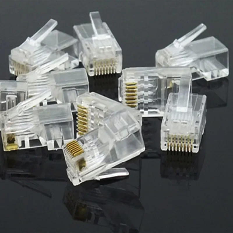 Gold Plated Network Modular Plug Crimper RJ45 Ethernet Cable Head Connector Panel CAT5 LAN Internet Cafes Computers Routers