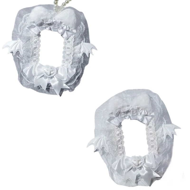 Soporte para tarjeta fotográfica con orejas gato, soporte para exhibición tarjetas fotográficas con alas ángel y cadena