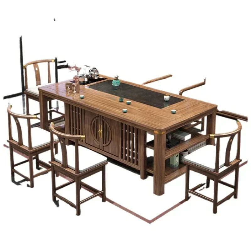 ZK solid wood tea table and chair combination new Chinese style tea table office coffee table household tea set decoration home