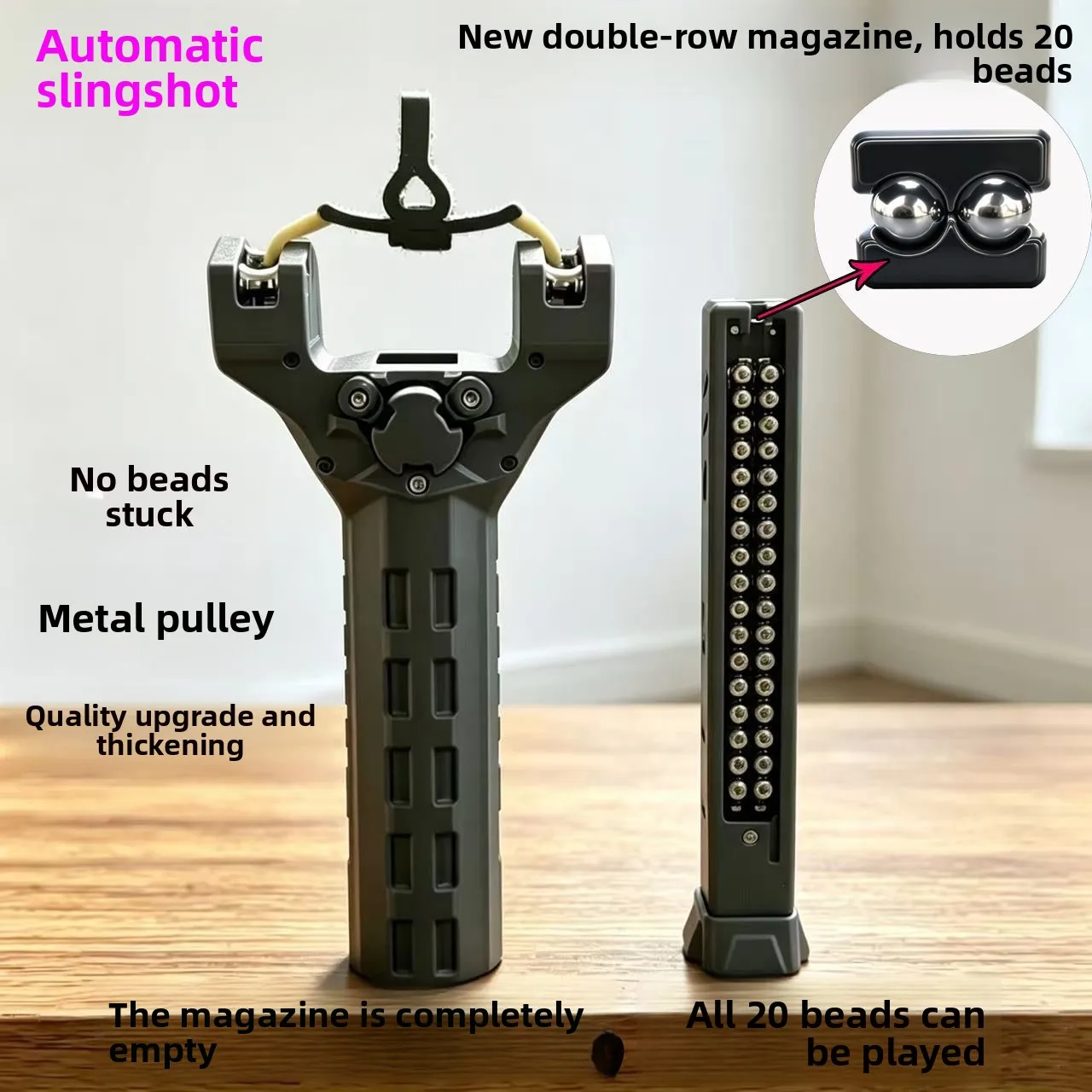 2026 New Automatic Ball-Pulling Bow 2 Row Magazine Genuine Magnetic Attachment Bow Double Card Magazine Competitive Outdoor Toy