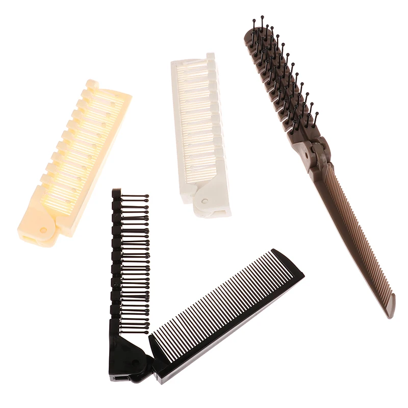 1Pcs 2 In 1 Travel Portable Fashion Hair Comb Folding Anti-static Plastic Comb Hair Brush Compact Pocket Hair Comb