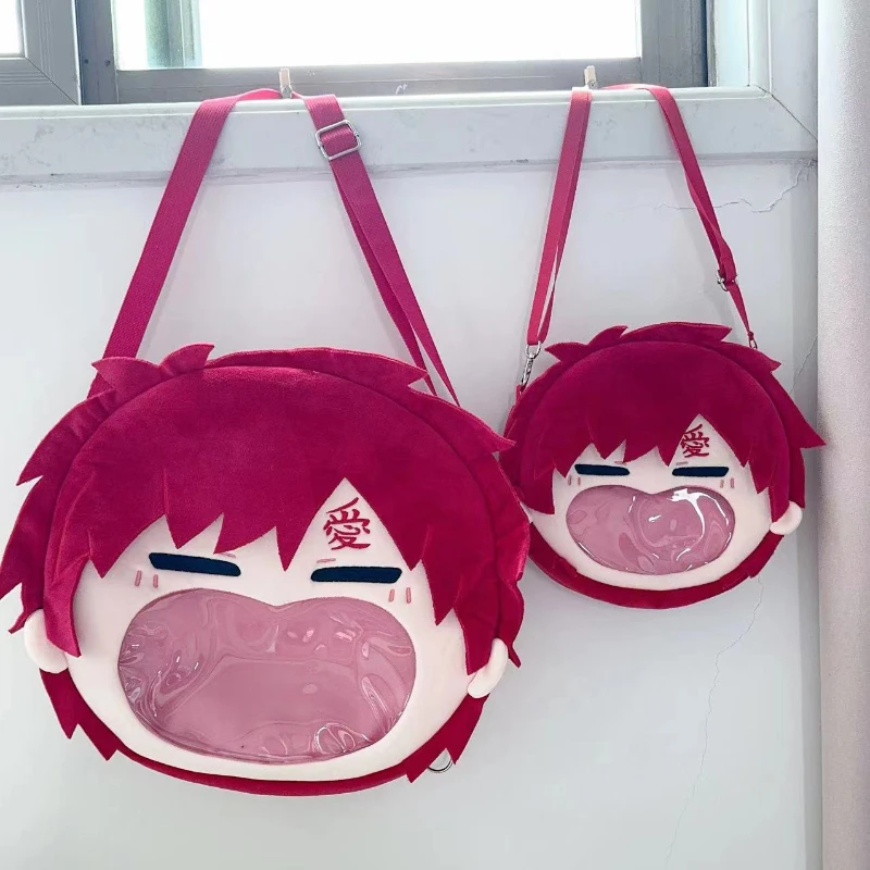 Japan Anime Gaara Itbag Kawaii Big Face Cosplay Lolita Women Shoulder Bags Plush Backpack Funny Wallet Decor Props Cute Gift Bag