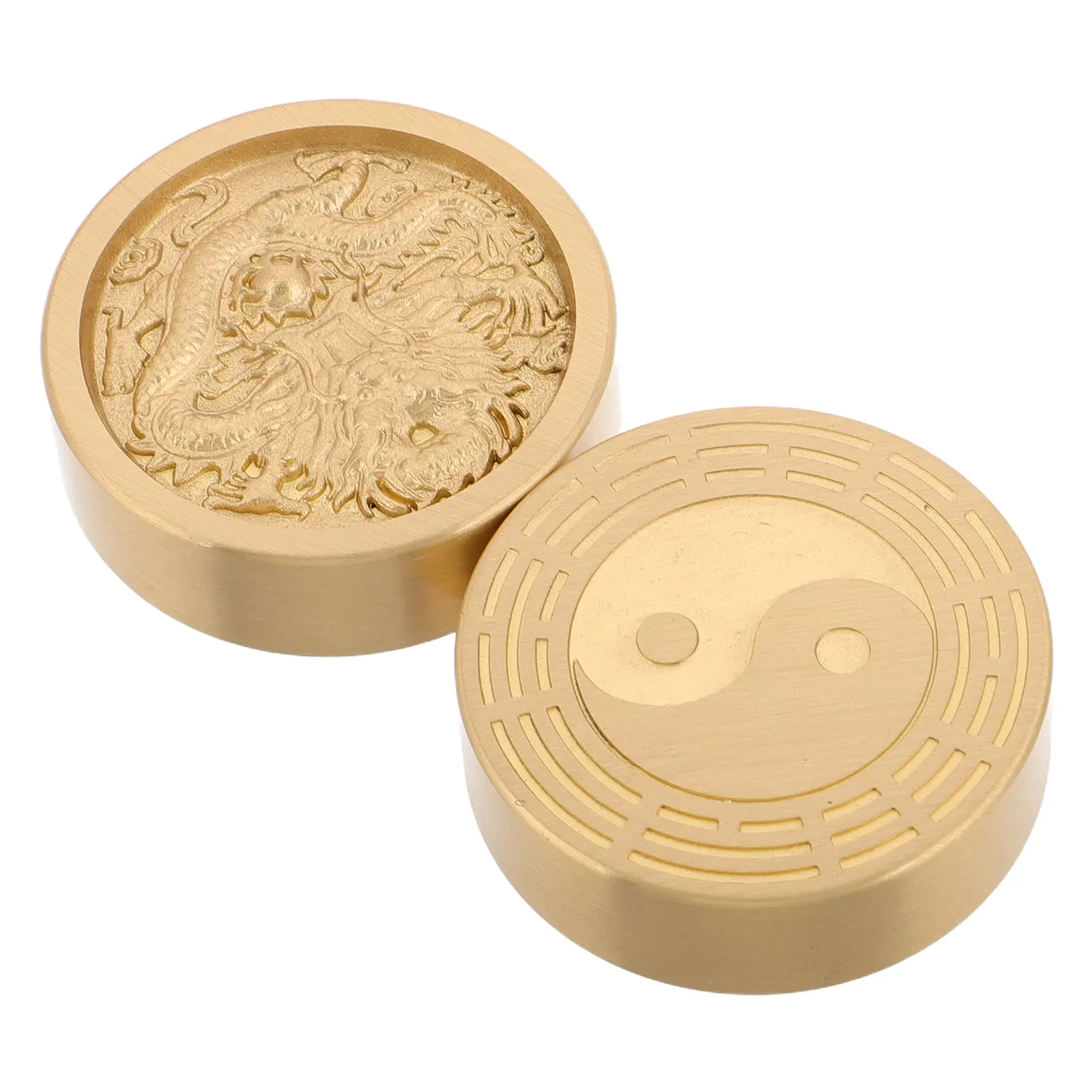 2Pcs Brass Paperweight Solid Heavy Round Weights for Chinese Calligraphy Traditional Painting Drawing Desk Accessory