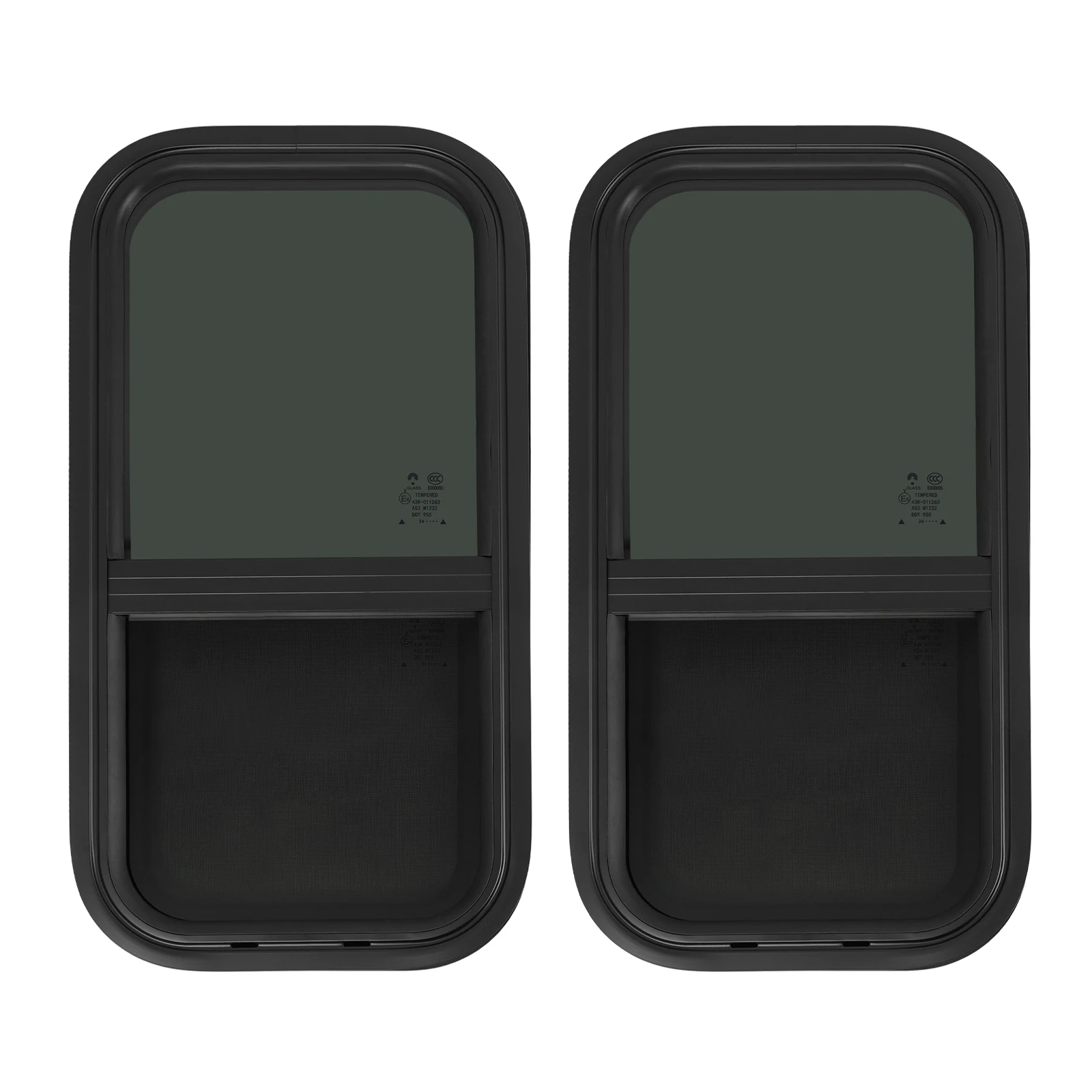 قطعتان من نوافذ RV، نافذة جانبية RV مع حلقة زخرفة، نافذة منزلق عمودية RV، للتخييم والقوافل والمقطورات، أسود، 12 بوصة عرض × 24 بوصة ارتفاع #4