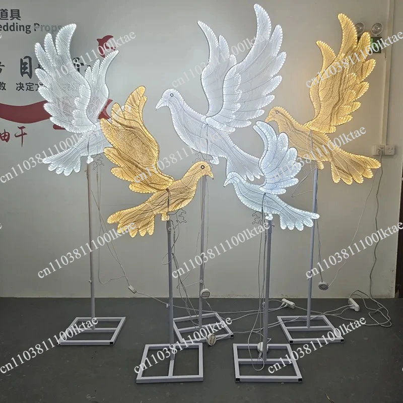 Luminous Peace Dove Wedding Decor LED Peace Dove Stage Prop Reception Welcome Area Decoration Illuminated Venue Festive Ornament