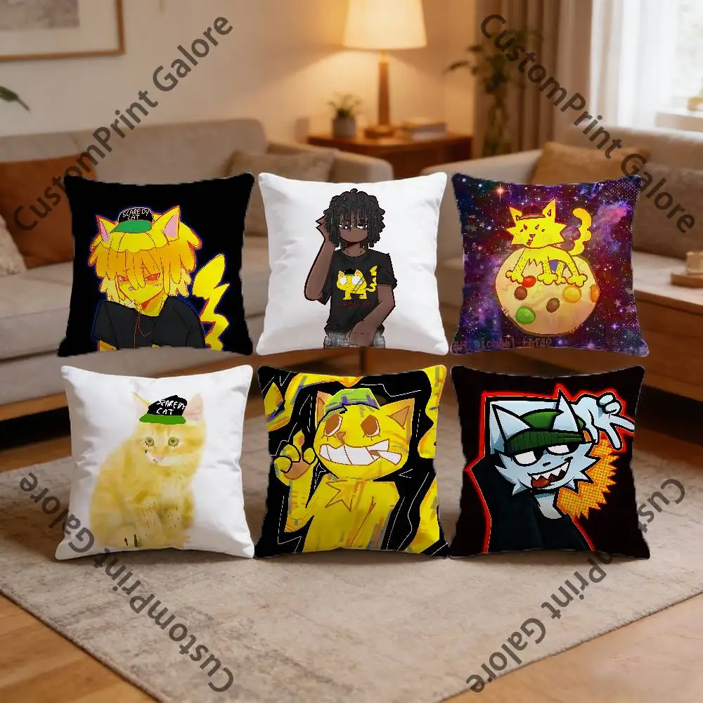 

W-Wifiskeleton Cat Polyester Printed Pillow Cover Square 30 35 40 45 50 55 cm Soft for Sofa Bed Car Home Decor