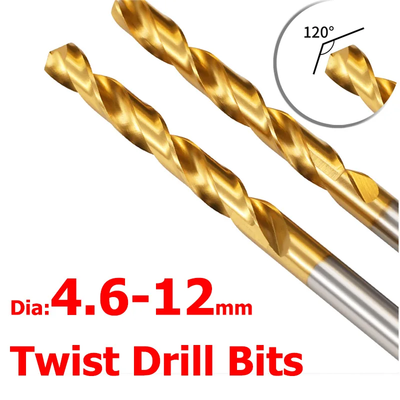 HSS Twist Drill Bits Set Titanium Coated Drill Bit 4.6-12mm Cobalt Step Twist Drill Bit for Metal Stainless Steel Iron