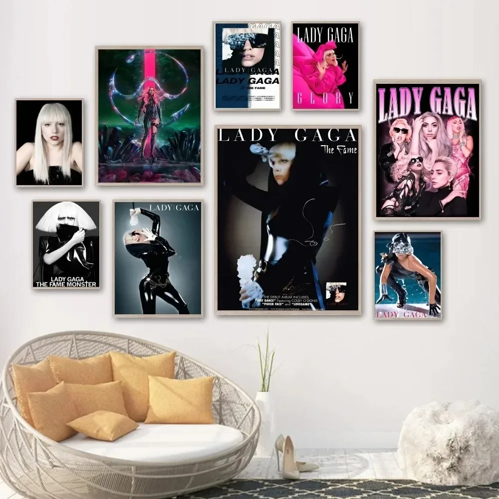 Lady Gaga Hot Music Album Poster Wall Sticker Indoor Mural Bedroom Bedside Display Home Decoration Canvas Painting