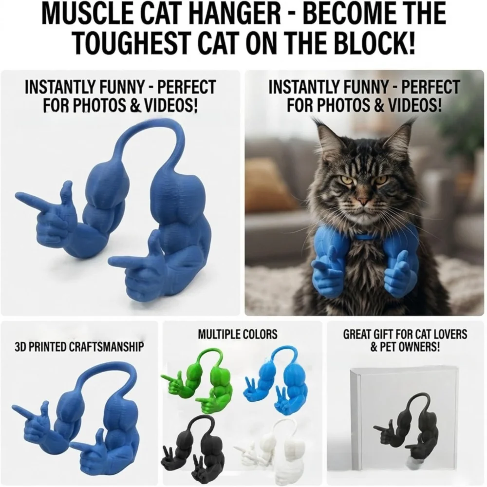3D Printing Cat Muscle Arm Interactive Funny Finger Cat's Neck Arm Lightweight Hanging Cat Green Giant Arm Halloween Parties