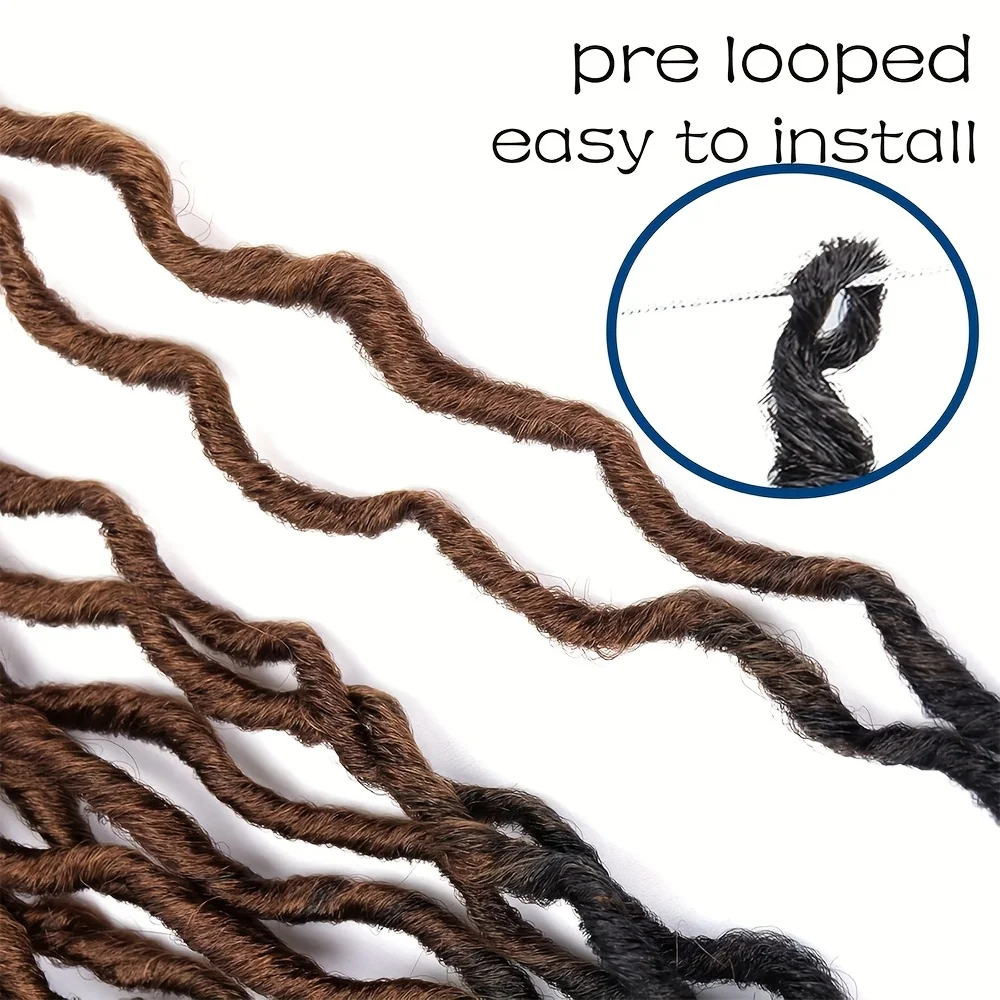 Goddess Faux Locs Crochet synthetic Hair 12 strands/Lot Soft Gypsy Locs Wavy Crochet Braids Dreadlocks 3 Tone Curly Wavy hair image 4