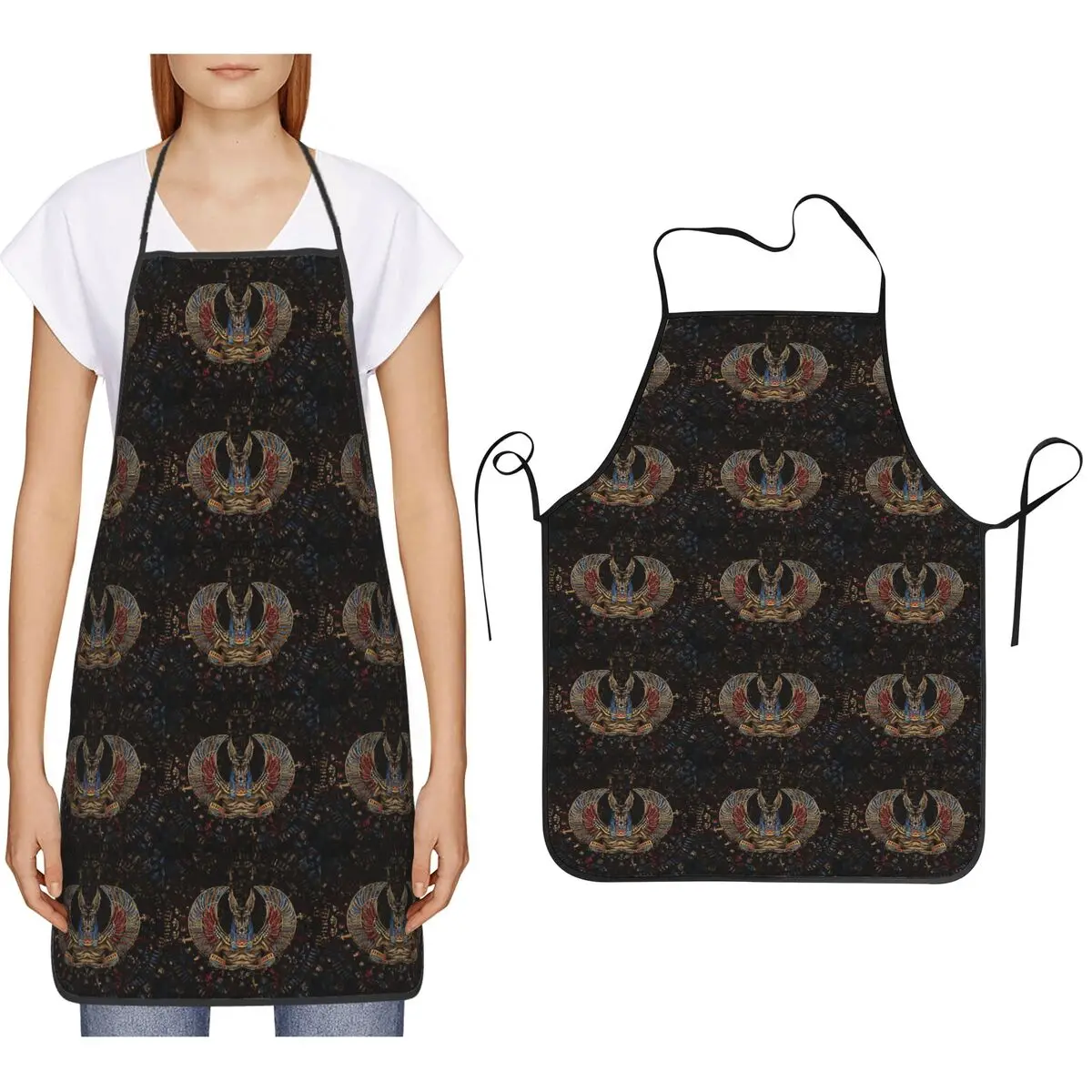 Anubis Egyptian God Aprons Chef Cooking Cuisine Tablier Bib Kitchen Cleaning Pinafore for Women Men Painting