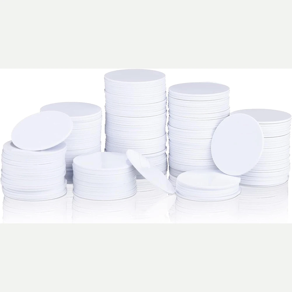 ملصقات NFC Tag NFC باللون الأبيض NTAG215 بطاقات NFC للعملات المعدنية المستديرة القابلة لإعادة الكتابة مع ظهر لاصق متوافق مع وظيفة Tagmo NFC