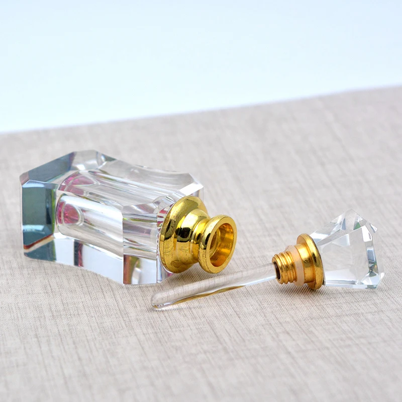 1ml/2ml Thick Bottom Transparent Glass Refillable Essential Oil Perfume Dropper Crystal Bottle with Scent Stick Elegant Decorate