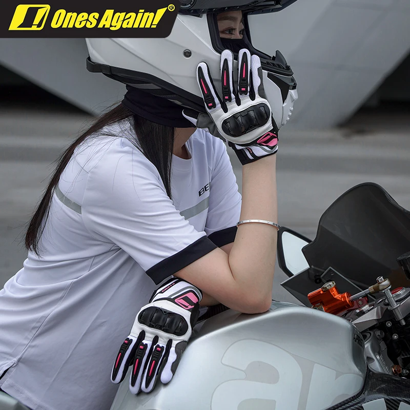 

Ones Again! Summer Breathable Motocross Riding Gloves Women TPU Carbon Fiber Protective Shell Motorcycle Fall Protection Gloves