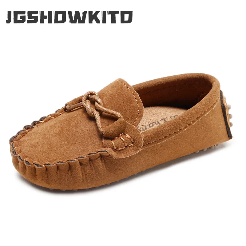 JGSHOWKITO Hot Fashion Kids Shoes For Boys Girls Children Leather Shoes Classical All-match Loafers Baby Toddler Boat Shoes Flat