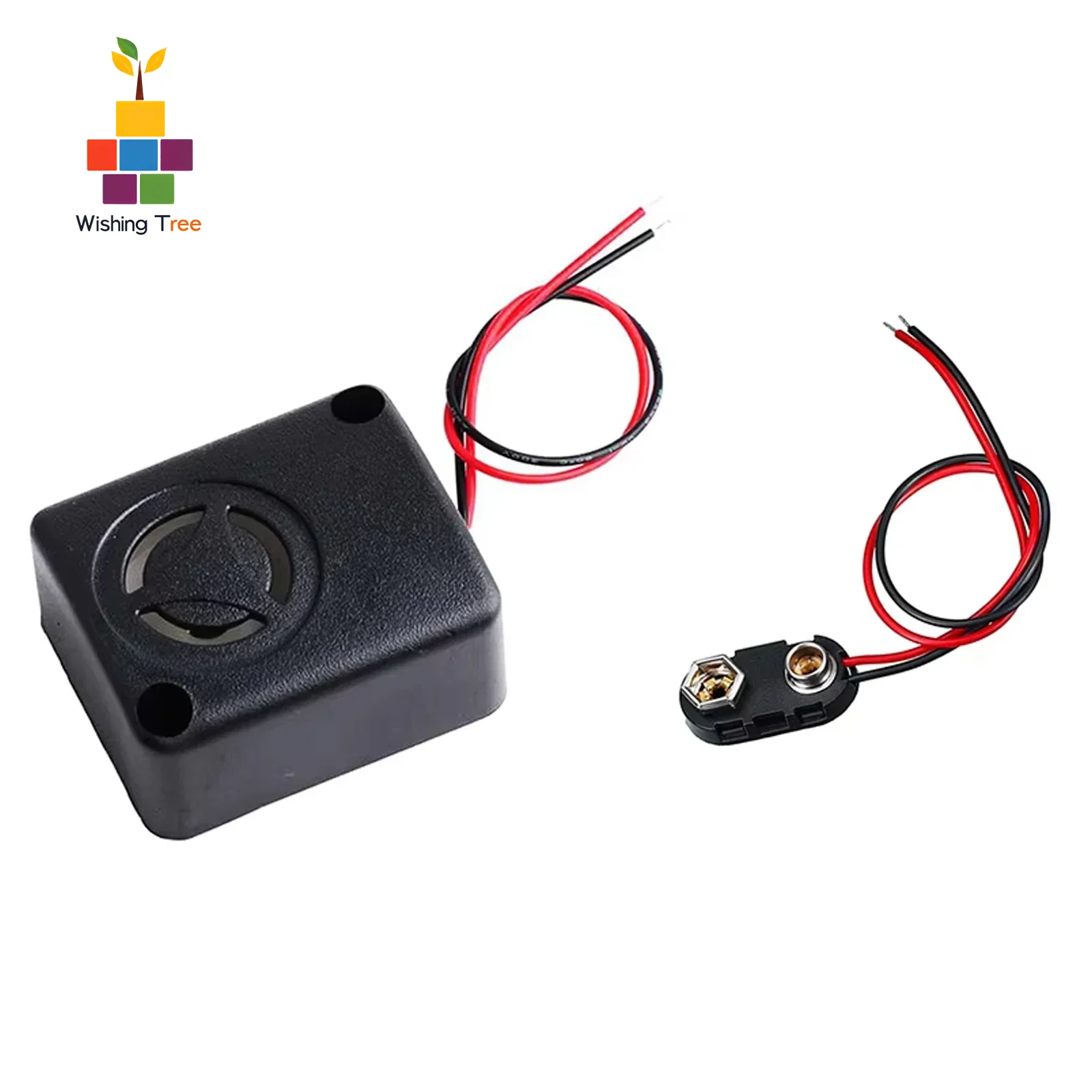 12V DC Black Mini Piezo Alarm Siren 110dB Anti-Theft Buzzer for Car/Insurance Safes with 9V Battery Buckle