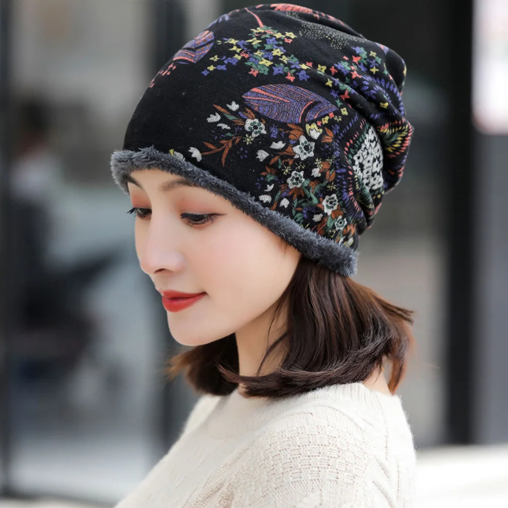 

Soft Fashion Soft Warmer Neck Warm Multifunctional Velvet Bonnet Bib Hats Beanie Women Hat