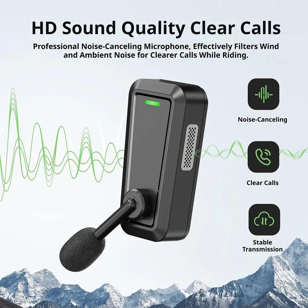 C10 Bluetooth Motorcycle Helmet Intercom Headset IPX5 Water-Resistant Sound Isolation Audio Streaming Snow Sports Riding Hiking