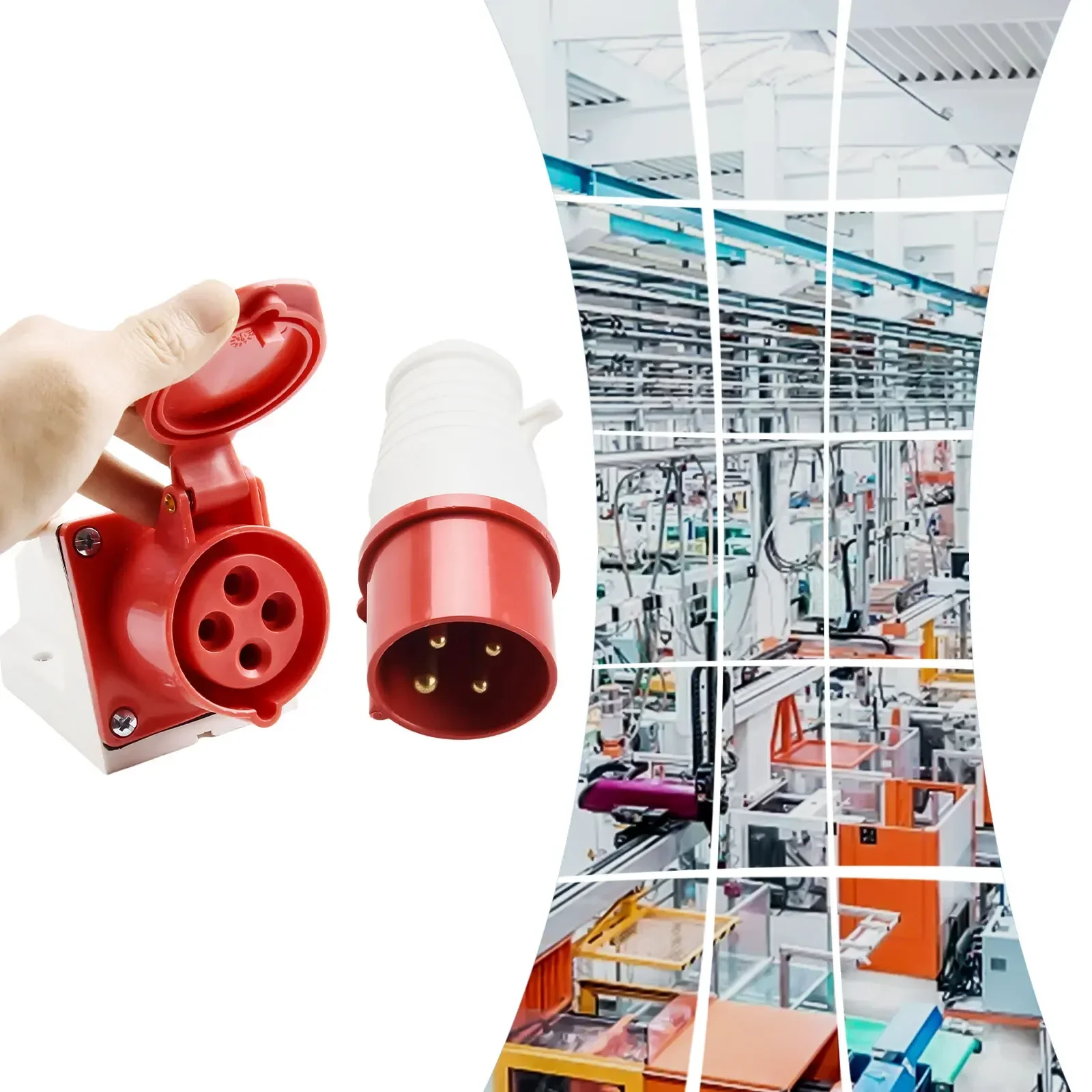 IP44 Rated Industrial Electrical Socket 16A 4 Core 4 Pole Connector 380~415V with Flame Retardant and Moisture Proof Housing