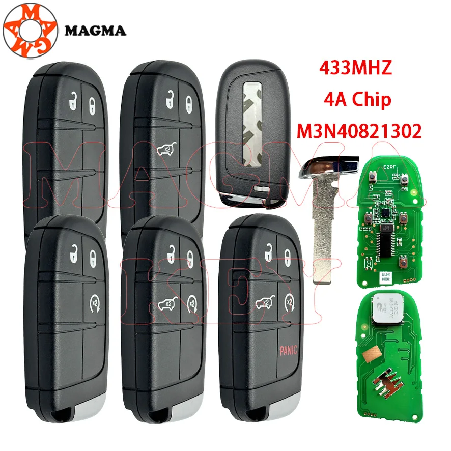 MAGMA ما بعد البيع 2/3/4/5 أزرار مفتاح بعيد ذكي فوب 433 ميجا هرتز 4A رقاقة M3N40821302 68250335AB لبوصلة جيب مع شفرة SIP22 #1