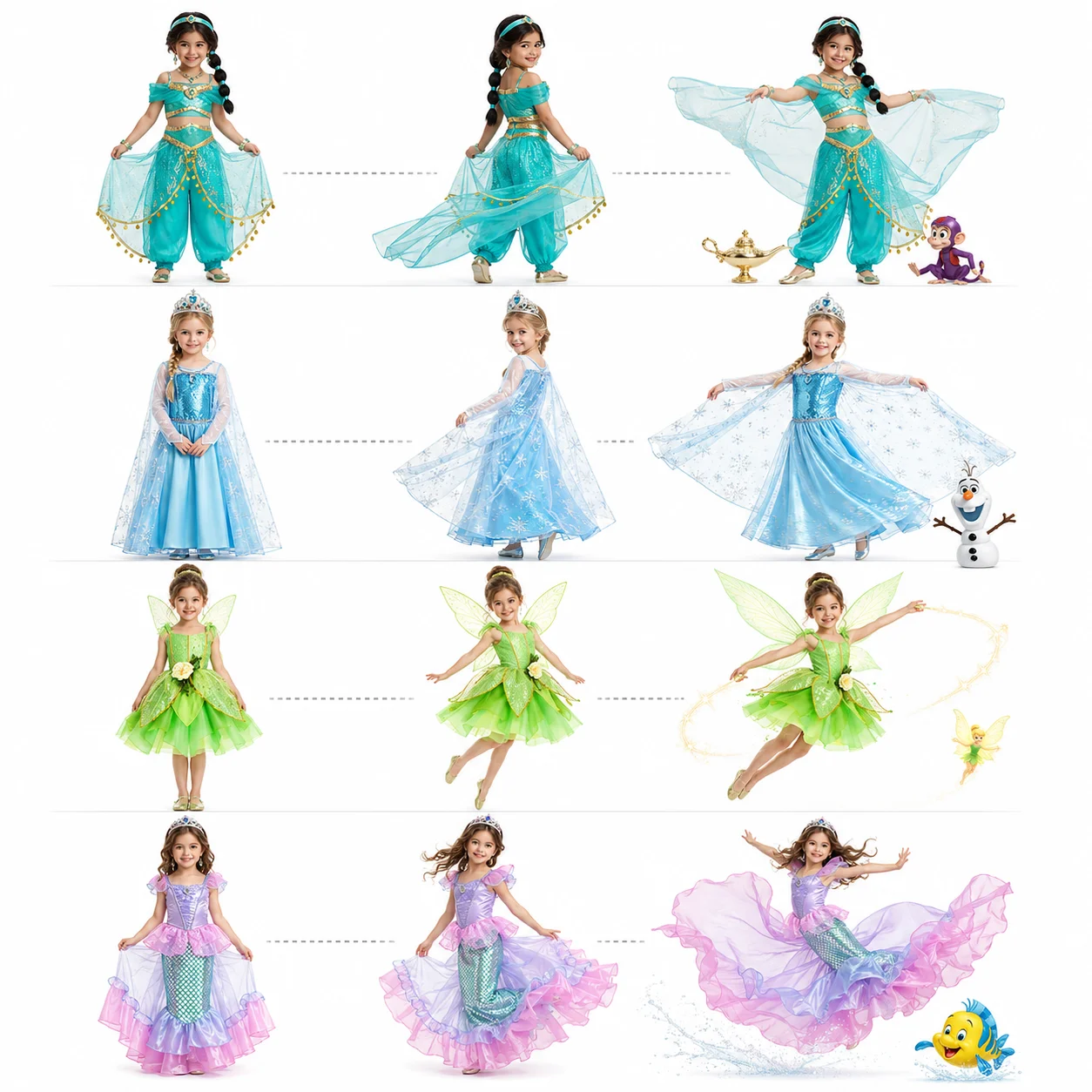 Muababy Princess Dress for Girls Aurora Belle Elsa Jasmine Cosplay Costume Carnival Halloween Party Outfit Kids 2-8Y Vestido image 4