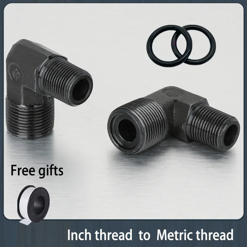 High Pressure Oil Pipe Hydraulic Fittings Inch to Metric Right Angle Elbow 90 Degree Connector 1/8 1/4 1/2 BSP Thread Connector