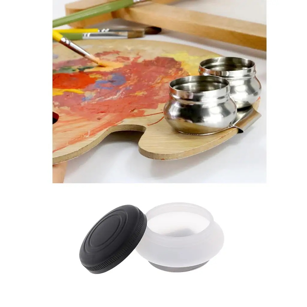 2Artists Round Single Dipper Clip Container for Oil Mediums with Lid