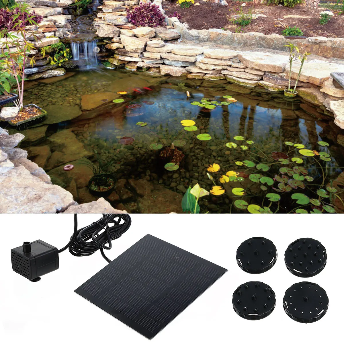 

Solar Fountain Pump With 6 Spray Heads For Garden Pond Bird Bath Aquarium Water Feature Decoration Floating Solar Water