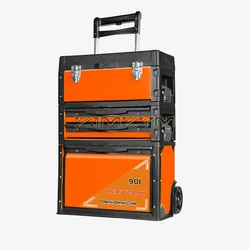 Toolbox Storage System Portable Toolbox with Wheels, Drawers - Mobile Utility Cart with Comfort Grip Handle and Tough Latches