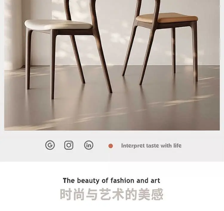 Nordic Minimalist Solid Wood Dining Chair Modern Designer Backrest Home Study Office Chair