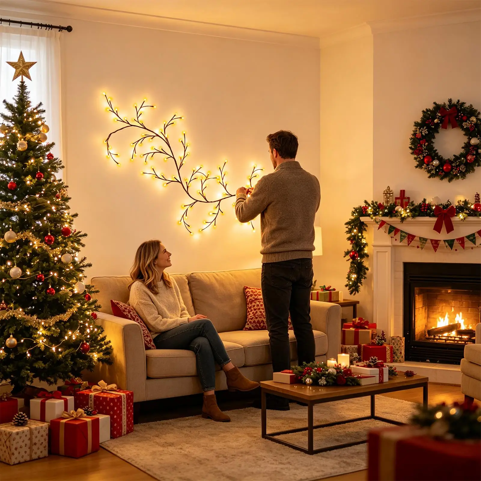 USB Vine String Light 8 Mode With Remote Waterproof LED Flexible DIY Tree Branch Lamp Fairy Light Home Wall Christmas Decoration