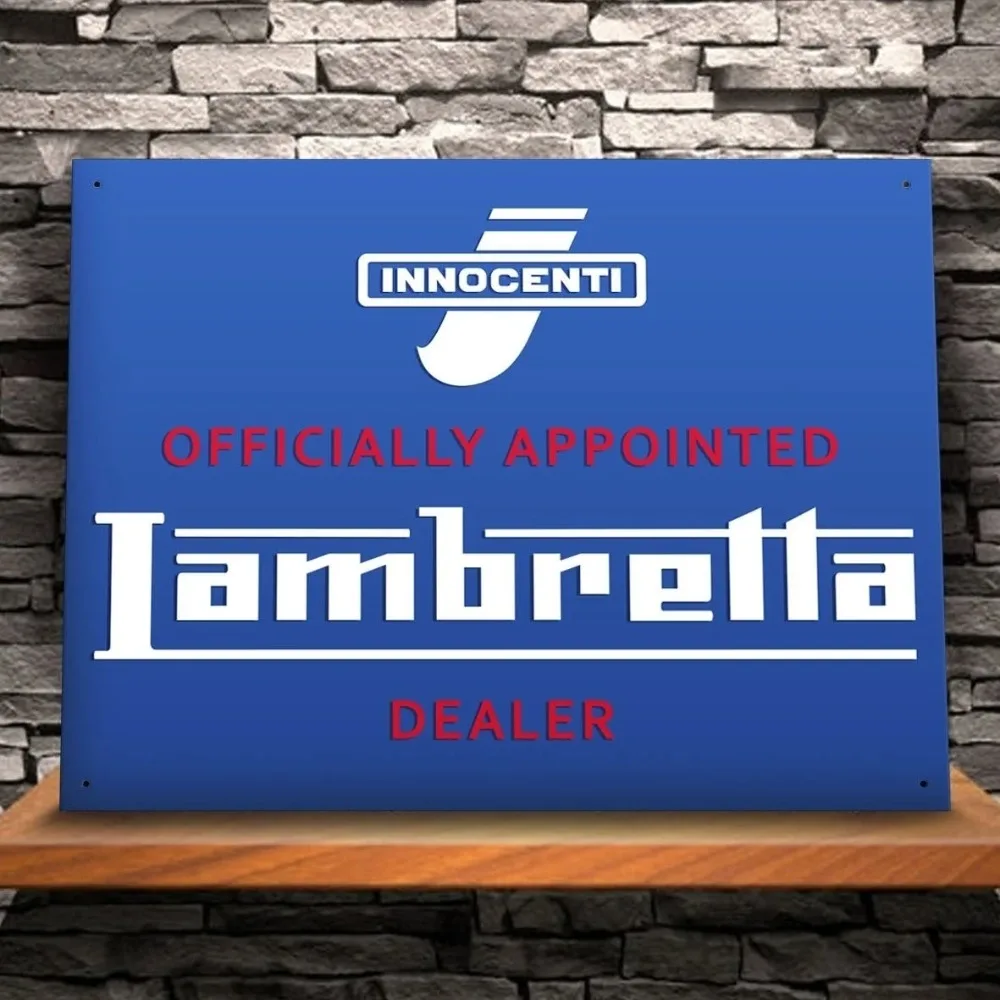 Large Lambretta “Official Dealer” Vintage Alcohol Metal Tin Sign Poster Wall Plaque 12x8inch 20x30cm 16x12inch 40x30cm