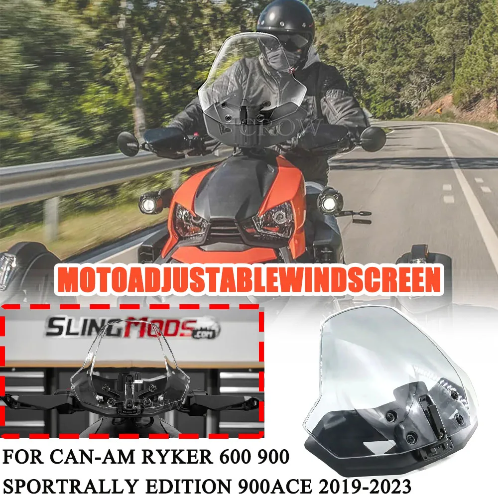 

NewMotorcycle Adjustable Windscreen Windshield Wind Screen Shield For Can-Am Ryker 600 900 Sport Rally Edition 900 ACE 2019-2023