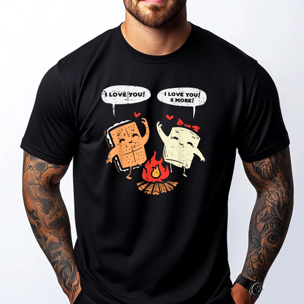 

I Love You Smore Funny Camping Couple Camper Kids Grpahic Tee SOFT Shirts For Men Cotton Short Sleeve