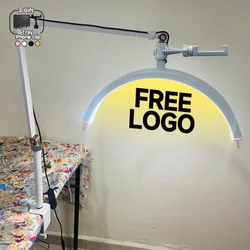 Free LOGO 16-inch 24w Modern Half Moon LED Nail Table Facial Bed Clip-on Lamp with Tattoo Eyebrow Lash Extension Salon Lighting