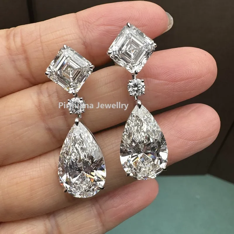 Pirmiana Custom Design 18k White Gold  20ct Certificated Lab Grown Diamond Earrings Women Jewelry