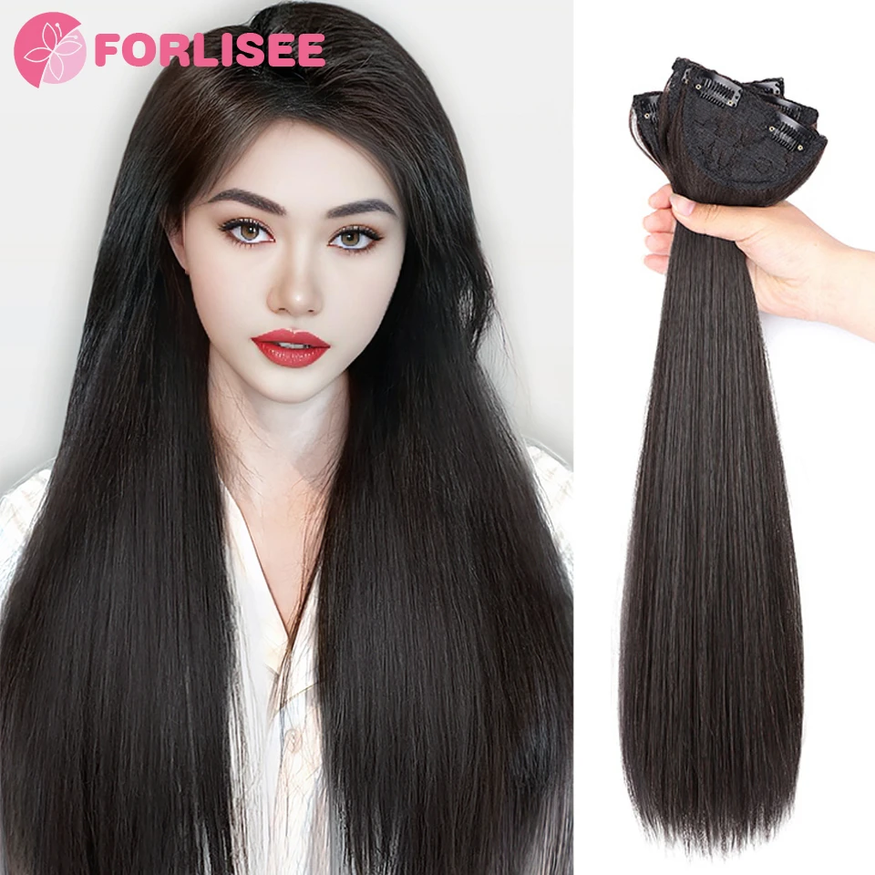 Synthetic Wig Three-piece 23-inch Long Straight Hair Fluffy Wig For Women With Long Hair Invisible Traceless Hair Extension Wig