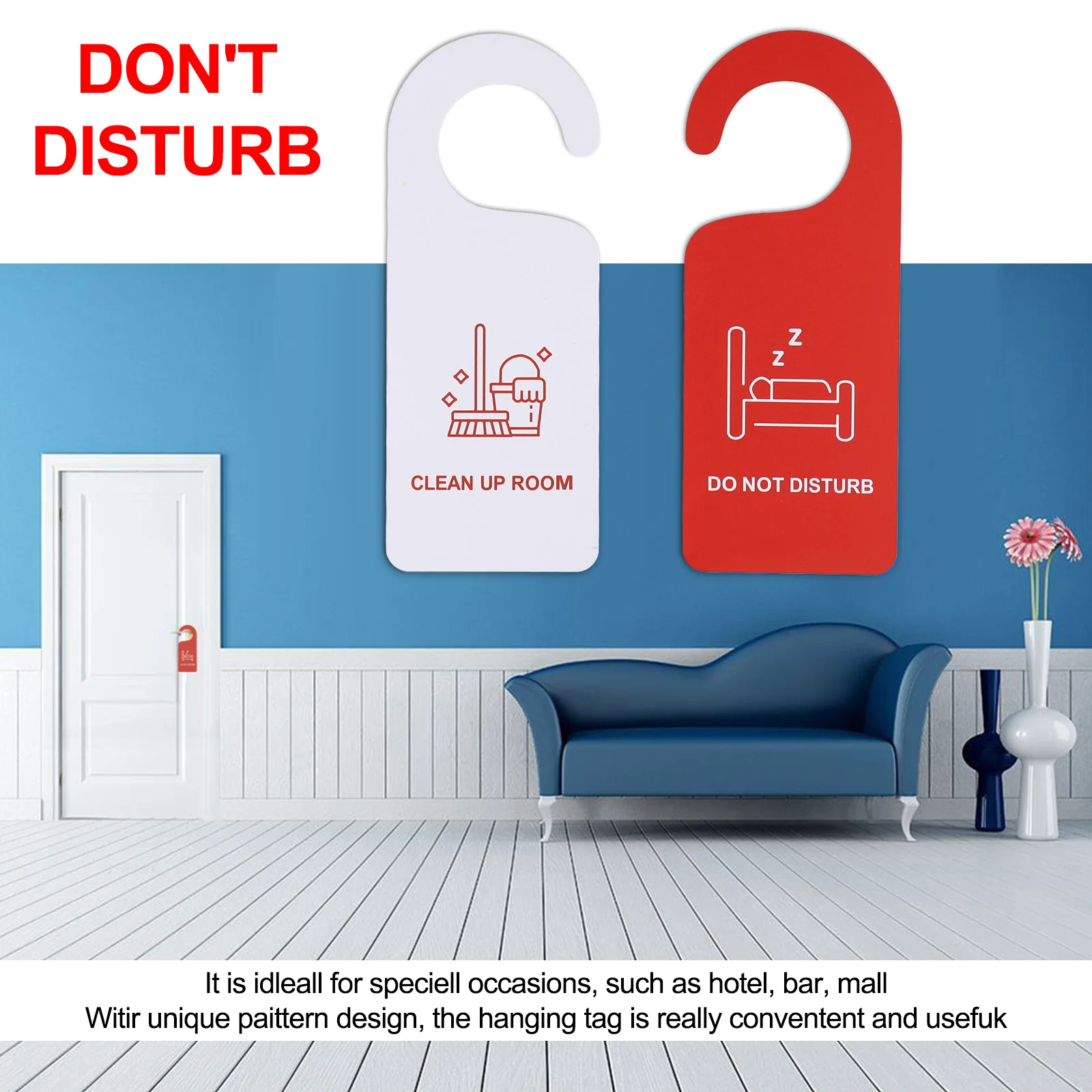 for hotel Door Sign Pendant for Visual Communication of Guest Preferences Including Do Not Disturb and Cleaning Needs