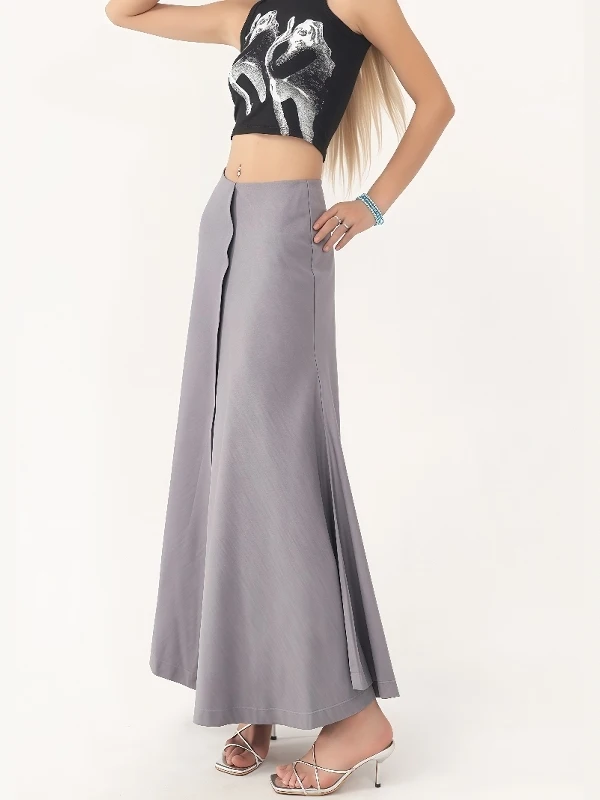 

ay Asymmetrical High Waist A-Line Long Skirt Women's plus Size Slimming Fi Tail Skirt Korean Sle Autumn Winter Dr